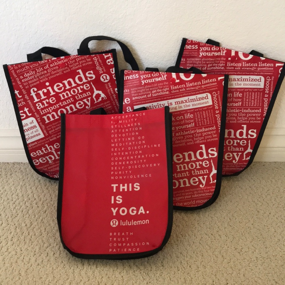 4 New Small Lululemon Reusable Shopping Totes